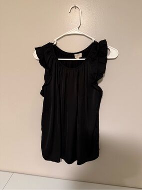 LOFT Black Ruffle Sleeve Camisole Top